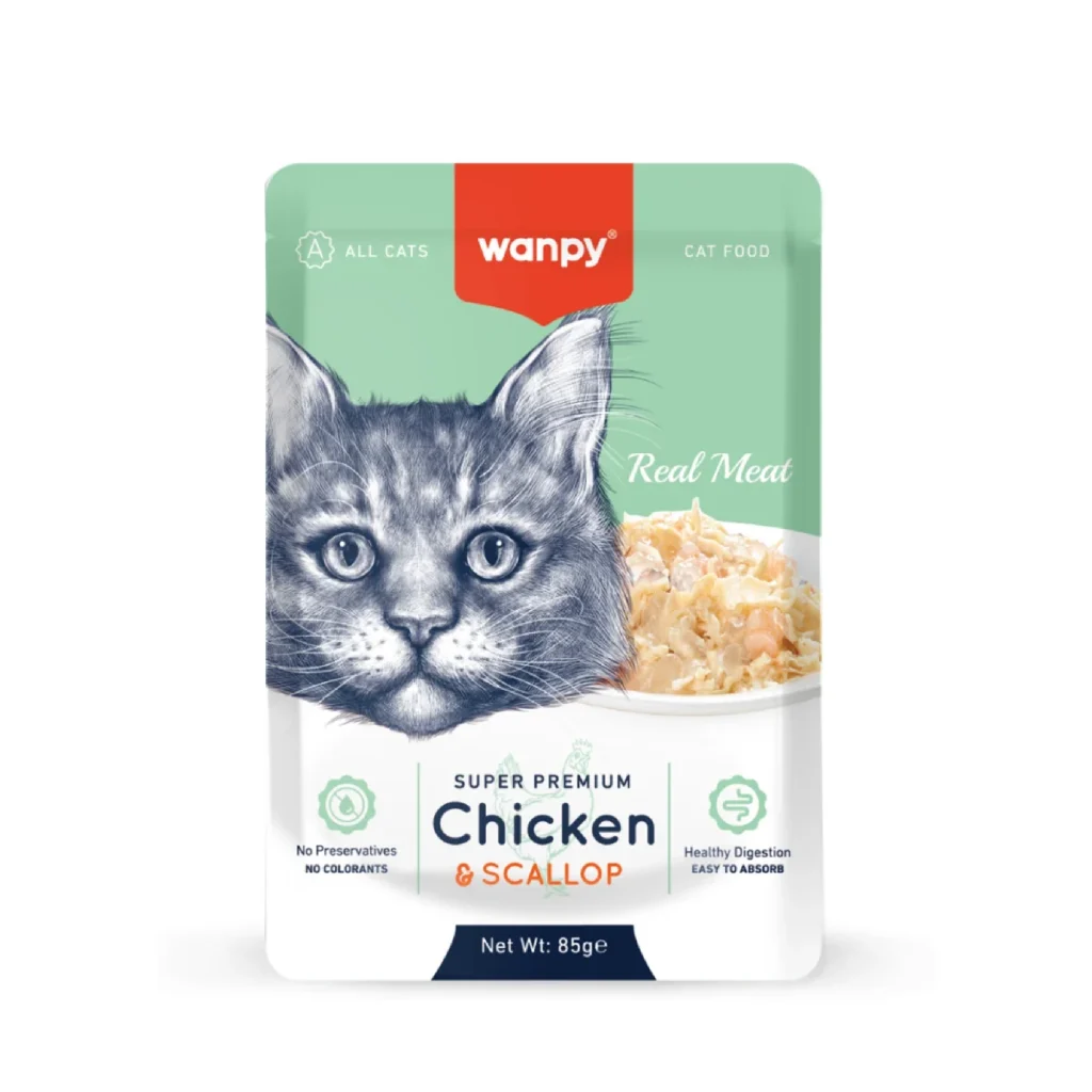 پوچ گربه ونپی مرغ و صدف | wanpy pouch chicken & scallop