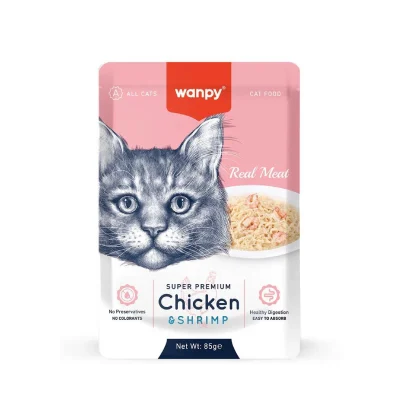 پوچ گربه ونپی مرغ و میگو | wanpy pouch chicken & shrimp